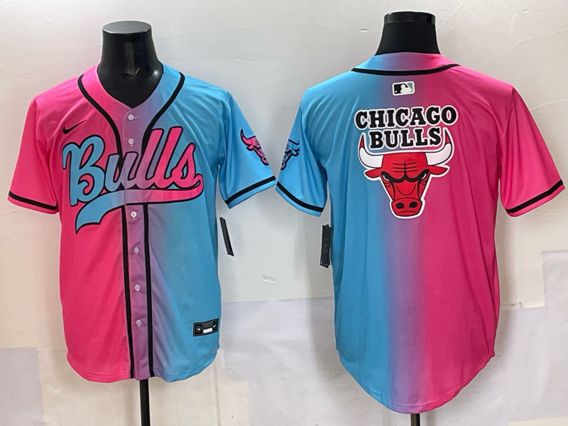 Men Chicago Bulls Nike bank Blue pink NBA 2025 Jersey style 004